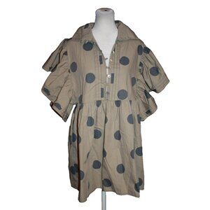 Bucket List Dress Polkadot Button Up Collared Above Knee Short Sleeve Small S